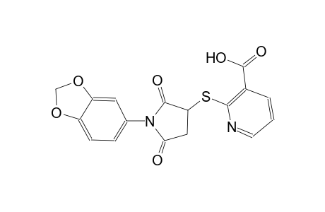 2-{[1-(1,3-benzodioxol-5-yl)-2,5-dioxo-3-pyrrolidinyl]sulfanyl}nicotinic acid