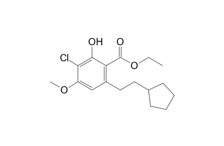 Ethyl 3-chloro-2-hydroxy-6-[2'-(cyclopentyl)ethyl]-4-methoxybenzoate