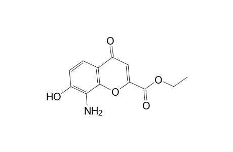 4H-1-Benzopyran-2-carboxylic acid, 8-amino-7-hydroxy-4-oxo-, ethyl ester