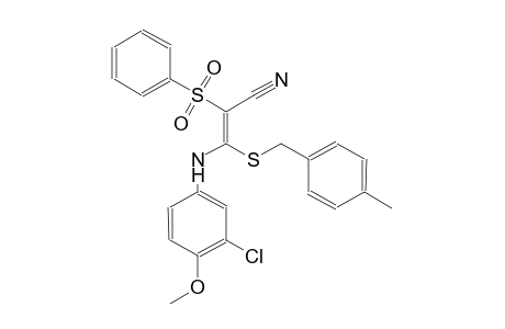 2-propenenitrile, 3-[(3-chloro-4-methoxyphenyl)amino]-3-[[(4-methylphenyl)methyl]thio]-2-(phenylsulfonyl)-, (2E)-