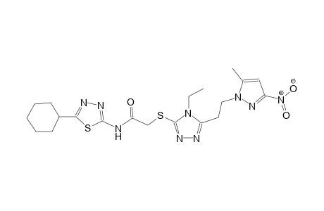 N-(5-cyclohexyl-1,3,4-thiadiazol-2-yl)-2-({4-ethyl-5-[2-(5-methyl-3-nitro-1H-pyrazol-1-yl)ethyl]-4H-1,2,4-triazol-3-yl}sulfanyl)acetamide