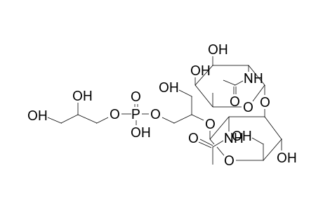 2-ACETAMIDO-2-DEOXY-ALPHA-L-FUCOPYRANOSYL(1->3)-2-ACETAMIDO-2-DEOXY-BETA-D-GLUCOPYRANOSYL(1->2)GLYCEROPHOSPHORYL(1->1)GLYCEROL (DISACCHARIDE FROMYERSINIA KRISTENSENII)