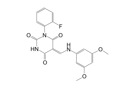 (5Z)-5-[(3,5-dimethoxyanilino)methylene]-1-(2-fluorophenyl)-2,4,6(1H,3H,5H)-pyrimidinetrione