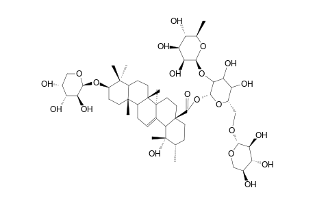 ILEXOSIDE V ; 3-O-alpha-L-ARABINOPYRANOSYL-POMOLIC ACID 28-O-(alpha-L-RHAMNOPYRANOSYL-(1-2))-(beta-D-XYLOPYRANOSYL (1-6))beta-D-GLUCOPYRANOSIDE