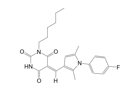 (5Z)-5-{[1-(4-fluorophenyl)-2,5-dimethyl-1H-pyrrol-3-yl]methylene}-1-hexyl-2,4,6(1H,3H,5H)-pyrimidinetrione
