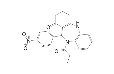1H-dibenzo[b,e][1,4]diazepin-1-one, 2,3,4,5,10,11-hexahydro-11-(4-nitrophenyl)-10-(1-oxopropyl)-