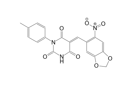 (5E)-1-(4-methylphenyl)-5-[(6-nitro-1,3-benzodioxol-5-yl)methylene]-2,4,6(1H,3H,5H)-pyrimidinetrione