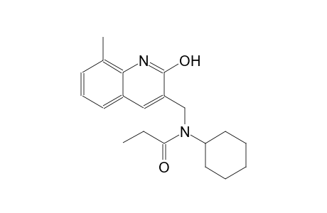 N-cyclohexyl-N-[(2-hydroxy-8-methyl-3-quinolinyl)methyl]propanamide