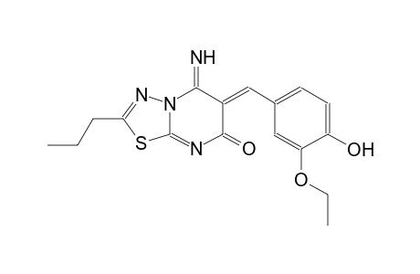(6Z)-6-(3-ethoxy-4-hydroxybenzylidene)-5-imino-2-propyl-5,6-dihydro-7H-[1,3,4]thiadiazolo[3,2-a]pyrimidin-7-one