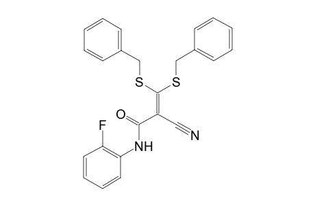 2-cyano-N-(2-fluorophenyl)-3,3-bis(phenylmethylsulfanyl)prop-2-enamide