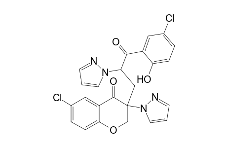 6-Chloranyl-3-[3-(5-chloranyl-2-oxidanyl-phenyl)-3-oxidanylidene-2-pyrazol-1-yl-propyl]-3-pyrazol-1-yl-2H-chromen-4-one