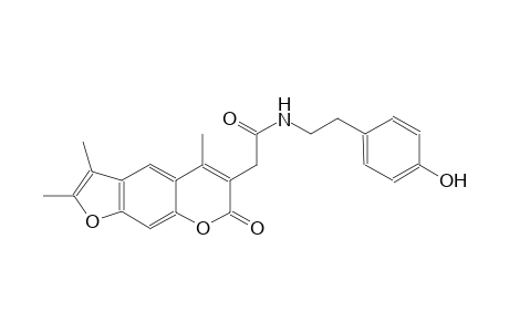 7H-furo[3,2-g][1]benzopyran-6-acetamide, N-[2-(4-hydroxyphenyl)ethyl]-2,3,5-trimethyl-7-oxo-