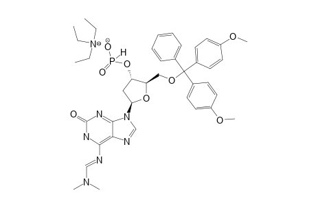 9-[2'-DEOXY-5'-O-(4,4'-DIMETHOXYTRITYL)-BETA-D-ERYTHRO-PENTOFURANOSYL]-6-[(DIMETHYLAMINO)-METHYLIDENE]-9H-ISOGUANINE-3'-TRIETHYLAMMONIUM-PHOSPHONATE