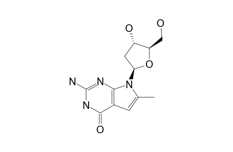 2-AMINO-5-(2-DEOXY-BETA-D-ERYTHRO-PENTOFURANOSYL)-7H-6-METHYL-PYRROLO-[2,3-D]-PYRIMIDIN-4(3H)-ONE