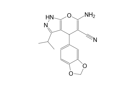 pyrano[2,3-c]pyrazole-5-carbonitrile, 6-amino-4-(1,3-benzodioxol-5-yl)-1,4-dihydro-3-(1-methylethyl)-