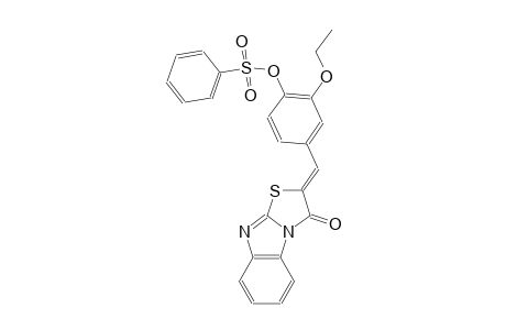2-ethoxy-4-[(Z)-(3-oxo[1,3]thiazolo[3,2-a]benzimidazol-2(3H)-ylidene)methyl]phenyl benzenesulfonate