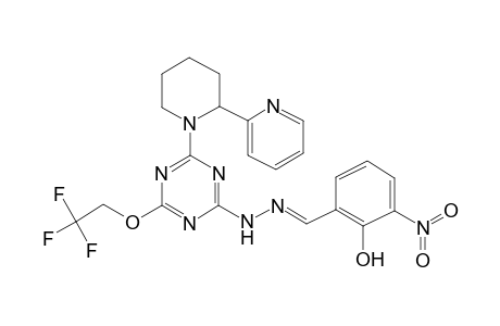 2-Hydroxy-3-nitrobenzaldehyde [4-[2-(2-pyridinyl)piperidinyl]-6-(2,2,2-trifluoroethoxy)-1,3,5-triazin-2-yl]hydrazone