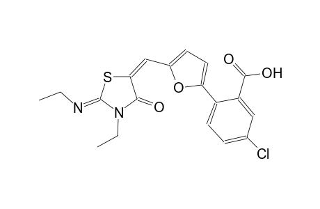 5-chloro-2-[5-((E)-{(2Z)-3-ethyl-2-[(Z)-ethylimino]-4-oxo-1,3-thiazolidin-5-ylidene}methyl)-2-furyl]benzoic acid