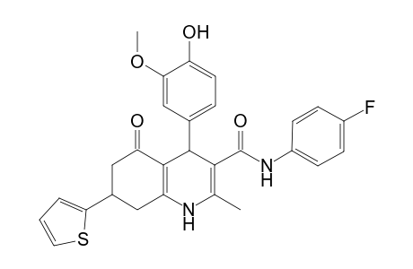3-Quinolinecarboxamide, N-(4-fluorophenyl)-1,4,5,6,7,8-hexahydro-4-(4-hydroxy-3-methoxyphenyl)-2-methyl-5-oxo-7-(2-thienyl)-