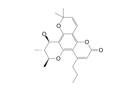 (+/-)-8-beta-HYDROXY-6-beta,7-alpha,10,10-TETRAMETHYL-4-PROPYL-2H,6H,10H-7,8-DIHYDROBENZO-[1,2-B:3,4-B':5,6-B"]-TRIPYRAN-2-ONE