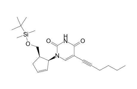 1-[(1S,5R)-5-[[tert-butyl(dimethyl)silyl]oxymethyl]-1-cyclopent-2-enyl]-5-hex-1-ynylpyrimidine-2,4-dione