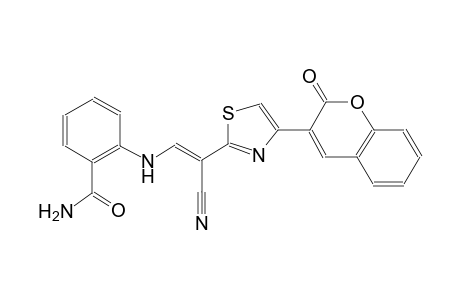2-({(E)-2-cyano-2-[4-(2-oxo-2H-chromen-3-yl)-1,3-thiazol-2-yl]ethenyl}amino)benzamide