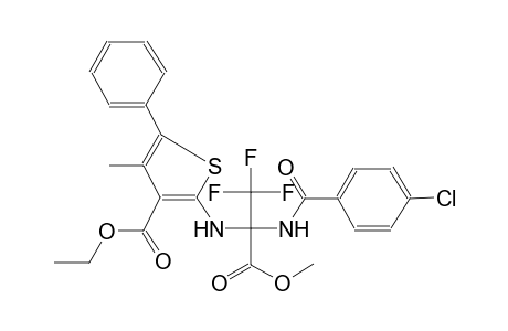 3-thiophenecarboxylic acid, 2-[[1-[(4-chlorobenzoyl)amino]-2,2,2-trifluoro-1-(methoxycarbonyl)ethyl]amino]-4-methyl-5-phenyl-, ethyl ester