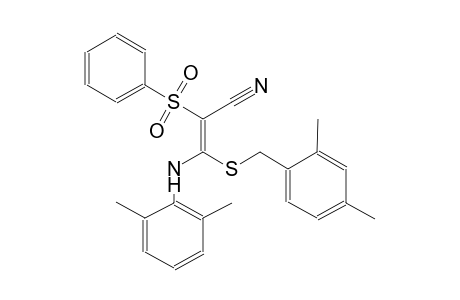 2-propenenitrile, 3-[(2,6-dimethylphenyl)amino]-3-[[(2,4-dimethylphenyl)methyl]thio]-2-(phenylsulfonyl)-, (2E)-
