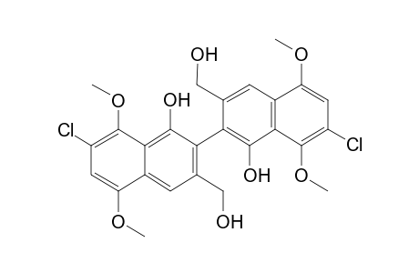 7-Chloranyl-2-[7-chloranyl-3-(hydroxymethyl)-5,8-dimethoxy-1-oxidanyl-naphthalen-2-yl]-3-(hydroxymethyl)-5,8-dimethoxy-naphthalen-1-ol
