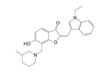 3(2H)-benzofuranone, 2-[(1-ethyl-1H-indol-3-yl)methylene]-6-hydroxy-7-[(3-methyl-1-piperidinyl)methyl]-, (2E)-