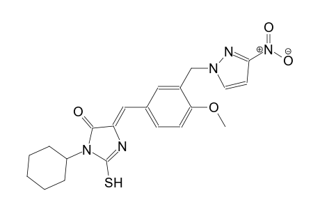 (5Z)-3-cyclohexyl-5-{4-methoxy-3-[(3-nitro-1H-pyrazol-1-yl)methyl]benzylidene}-2-sulfanyl-3,5-dihydro-4H-imidazol-4-one