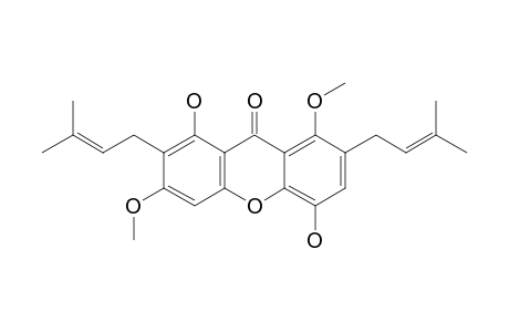 PHYLATTRIN;1,5-DIHYDROXY-3,8-DIMETHOXY-2-(3',3'-DIMETHYL-2'-PROPENYL)-7-(3'',3''-DIMETHYL-2''-PROPENYL)-XANTHONE