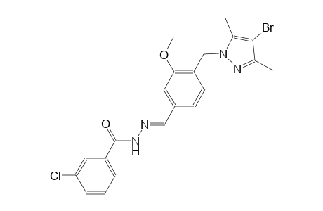 N'-((E)-{4-[(4-bromo-3,5-dimethyl-1H-pyrazol-1-yl)methyl]-3-methoxyphenyl}methylidene)-3-chlorobenzohydrazide