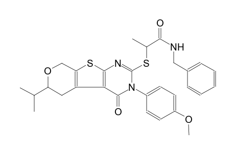 N-benzyl-2-{[6-isopropyl-3-(4-methoxyphenyl)-4-oxo-3,5,6,8-tetrahydro-4H-pyrano[4',3':4,5]thieno[2,3-d]pyrimidin-2-yl]sulfanyl}propanamide