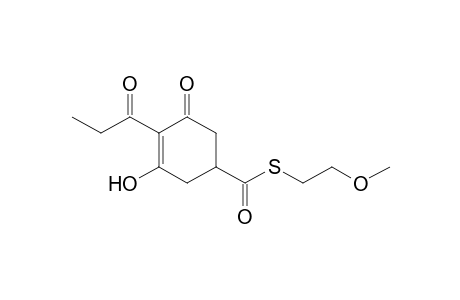3-Cyclohexene-1-carbothioic acid, 3-hydroxy-5-oxo-4-(1-oxopropyl)-,S-(2-methoxyethyl) ester