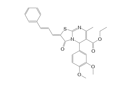 ethyl (2Z)-5-(3,4-dimethoxyphenyl)-7-methyl-3-oxo-2-[(2E)-3-phenyl-2-propenylidene]-2,3-dihydro-5H-[1,3]thiazolo[3,2-a]pyrimidine-6-carboxylate
