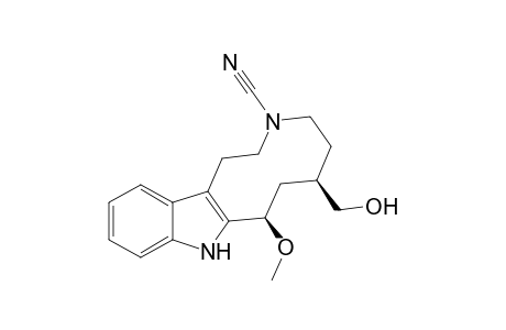 3H-Azecino[5,4-b]indole-3-carbonitrile, 1,2,4,5,6,7,8,9-octahydro-6-(hydroxymethyl)-8-methoxy-, (6R*,8R*)-(.+-.)-