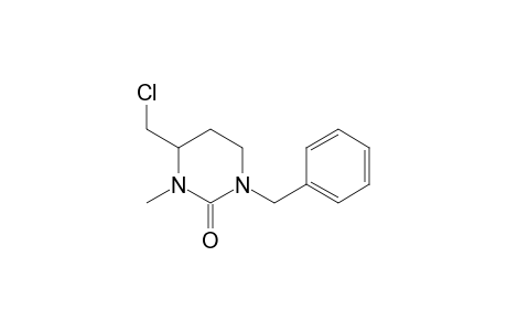 2(1H)-Pyrimidinone, 4-(chloromethyl)tetrahydro-3-methyl-1-(phenylmethyl)-, (.+-.)-