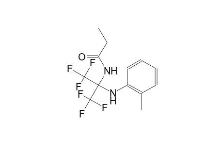 N-[2,2,2-trifluoro-1-(2-toluidino)-1-(trifluoromethyl)ethyl]propanamide