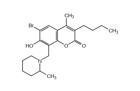 6-bromo-3-butyl-7-hydroxy-4-methyl-8-[(2-methylpiperidino)methyl]coumarin