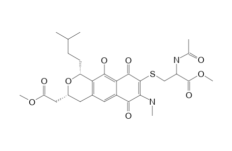 2-acetamido-3-[[(1R,3R)-10-hydroxy-1-isoamyl-6,9-diketo-3-(2-keto-2-methoxy-ethyl)-7-methylamino-3,4-dihydro-1H-benzo[g]isochromen-8-yl]thio]propionic acid methyl ester