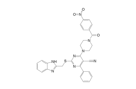 2-((1H-Benzo[d]imidazol-2-yl)methylthio)-6-phenyl-4-(4-(4-nitrobenzoyl)piperazin-1-yl)pyrimidine-5-carbonitrile