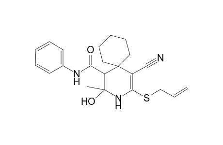 4-(allylsulfanyl)-5-cyano-2-hydroxy-2-methyl-N-phenyl-3-azaspiro[5.5]undec-4-ene-1-carboxamide