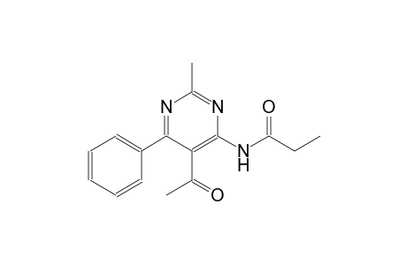 N-(5-acetyl-2-methyl-6-phenyl-4-pyrimidinyl)propanamide