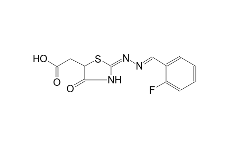 {(2E)-2-[(2E)-2-(2-fluorobenzylidene)hydrazono]-4-oxo-1,3-thiazolidin-5-yl}acetic acid