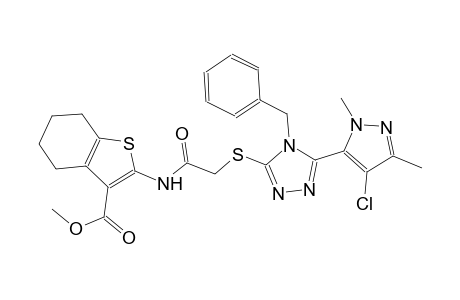 methyl 2-[({[4-benzyl-5-(4-chloro-1,3-dimethyl-1H-pyrazol-5-yl)-4H-1,2,4-triazol-3-yl]sulfanyl}acetyl)amino]-4,5,6,7-tetrahydro-1-benzothiophene-3-carboxylate