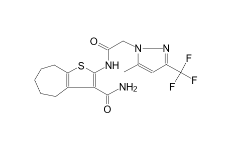 2-({[5-methyl-3-(trifluoromethyl)-1H-pyrazol-1-yl]acetyl}amino)-5,6,7,8-tetrahydro-4H-cyclohepta[b]thiophene-3-carboxamide