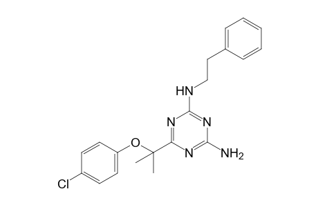 2-amino-6-[1-(p-chlorophenoxy)-1-methylethyl]-4-(phenethylamino)-s-triazine