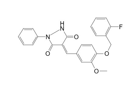 (4E)-4-[4-(2-fluorobenzyl)oxy-3-methoxy-benzylidene]-1-phenyl-pyrazolidine-3,5-quinone