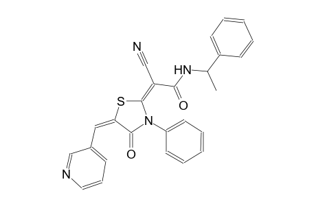 (2E)-2-cyano-2-[(5E)-4-oxo-3-phenyl-5-(3-pyridinylmethylene)-1,3-thiazolidin-2-ylidene]-N-(1-phenylethyl)ethanamide